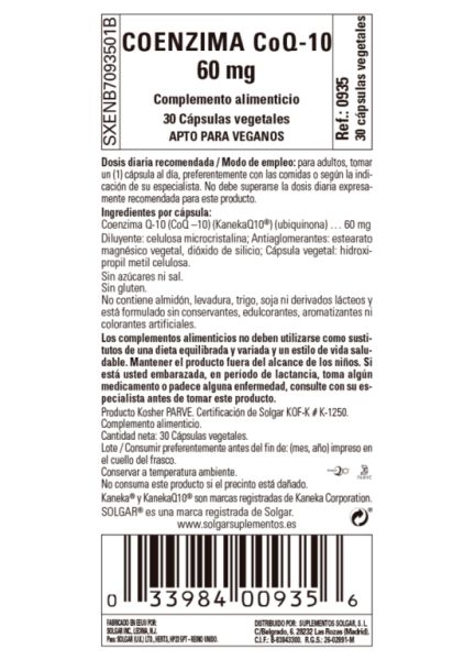 Coenzima Q-10 60 mg 30 Perlas - SOLGAR Img 3