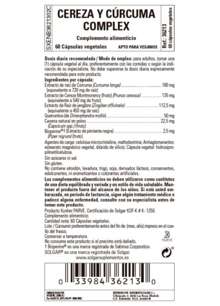 Complesso Curcuma e Ciliegie 60 Capsule Vegetali Img 3