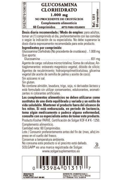 Glucosaminhydrochlorid 1000 mg 60 Tabletten Img 3