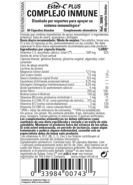 Ester C Plus Immune 60 Càpsules Toves - SOLGAR Img 3