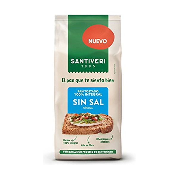 PAN TOSTADO 100% INT. SIN SAL 200 g - SANTIVERI