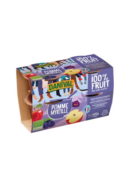 Apple and blueberry purée BIO Pack 4 400 g