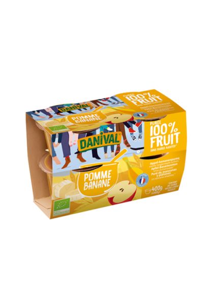 Bio-Apfel-Bananen-Püree Packung 4 400 g - DANIVAL