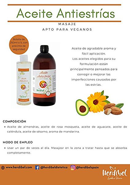 Aceite antiestrías corporal 250 ml - HERDIBEL Img 3