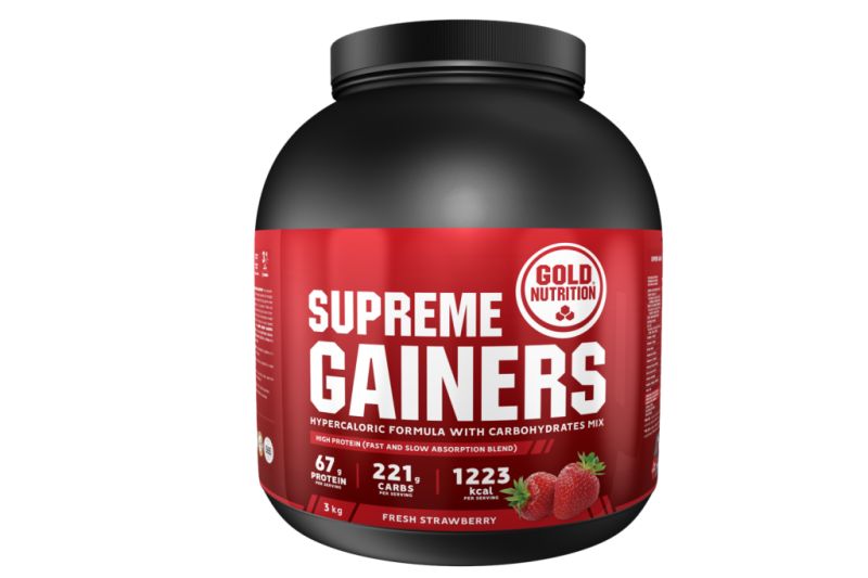 Supreme Gainers Aardbei 3 kg - GOLD NUTRITION