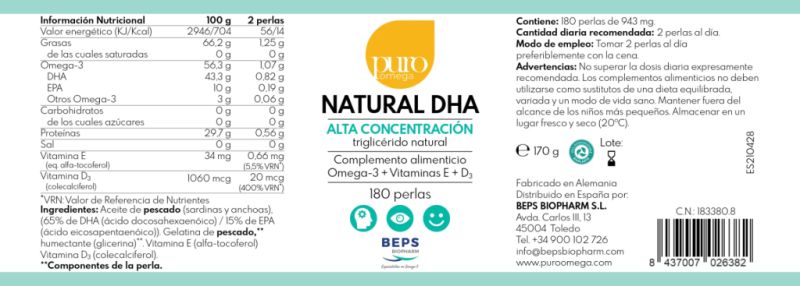 Natural DHA High Concentration 60 Pearls Img 3