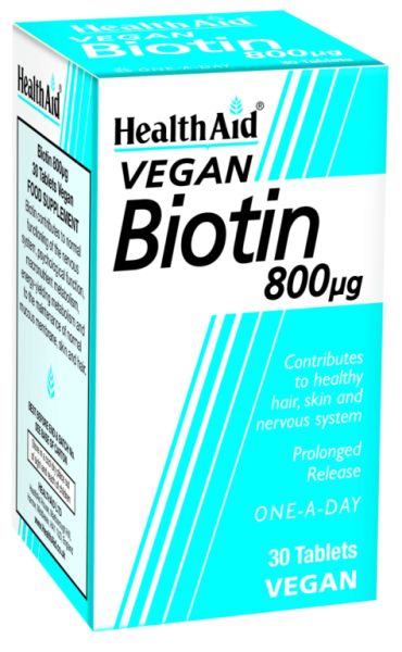 Biotin 800 mcg 30 tablets - HEALTH AID