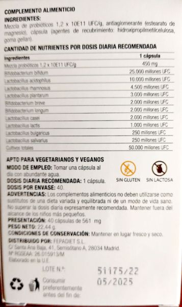 Fepa Probiótic 40 Cápsulas Gastroresistentes Img 2