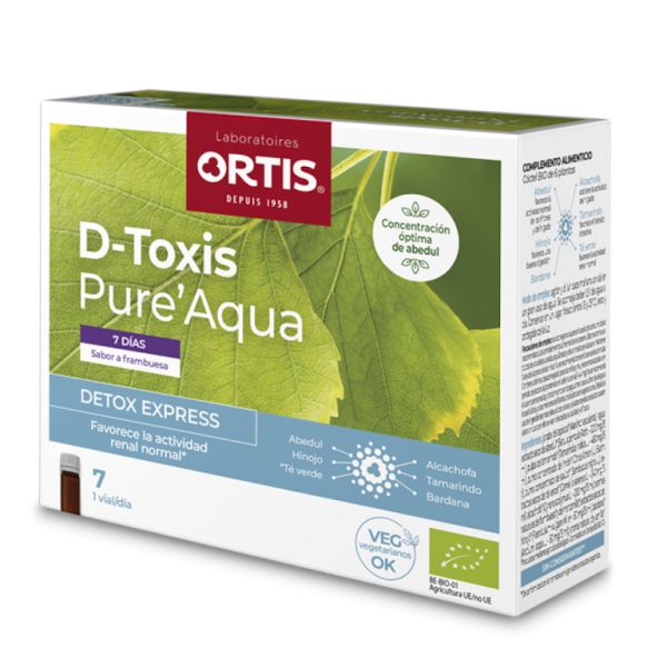 D-Toxis Pure Aqua Framboise Bio 7 Ampoules x 15 ml