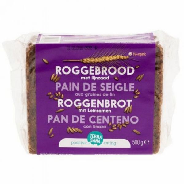 HEEL ROGGEBROOD MET LINNEN 500 g - TERRASANA