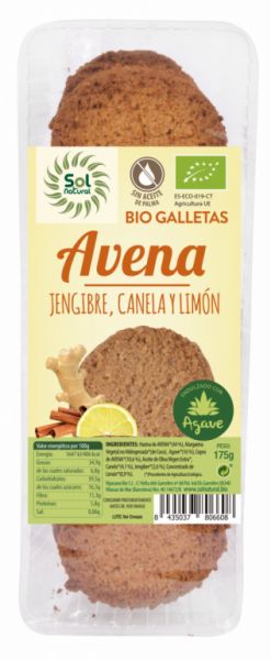 BISCOITOS BIO DE AVEIA CANELA-LIMÃO GENGIBRE 175 g