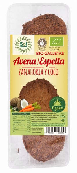 BISCOITOS ESPELTA AVEIA CENOURA COCO BIO 175 g