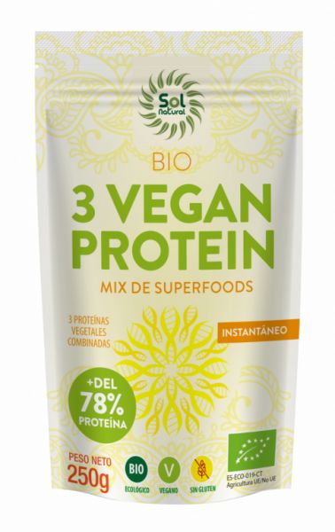 3 PROTÉINES VÉGÉTALES BIO 250 g - Sol Natural