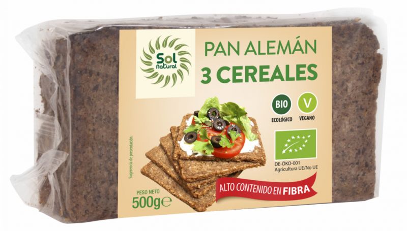 GERMAN BREAD 3 BIO CEREALS 500 g - Sol Natural