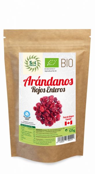 CRANBERRIES VERMELHOS ORGÂNICOS DO CANADÁ SEM AÇÚCAR 125 g