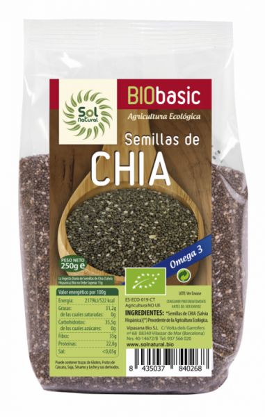 SEMENTES DE CHIA ORGÂNICAS 250 g - Sol Natural