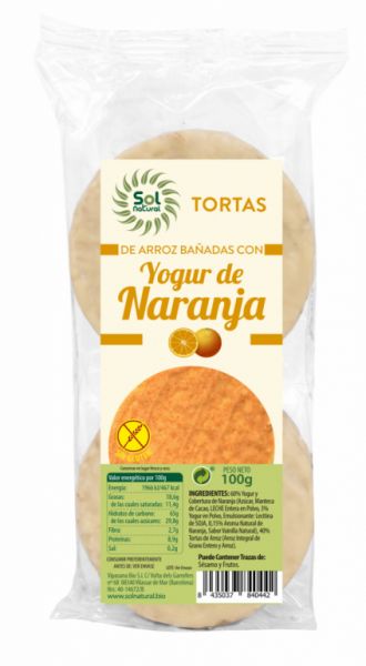 BOLOS DE ARROZ DE IOGURTE E LARANJA 100 g