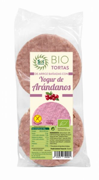 BIOLOGISCHE YOGHURT EN BOSBESSEN RIJSTWAFELS 100 g