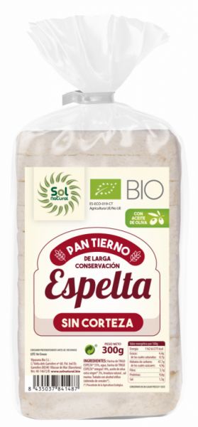 SOFT SPELLED BREAD WITHOUT CRUST ORGANIC 300 g