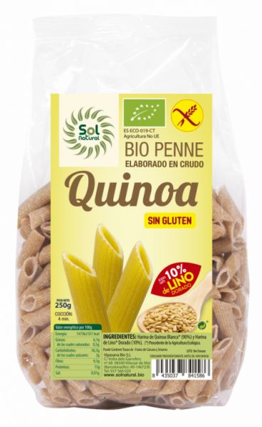 PENNE DE QUINOA AMB LLI BIO SENSE GLUTEN 250 g