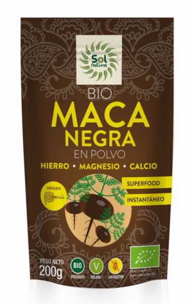 BIOLOGISCH ZWART MACA POEDER 200 g - Sol Natural