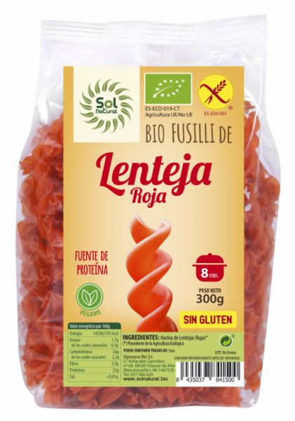 FUSILLI DI LENTICCHIE ROSSE BIO SENZA GLUTINE 300 g