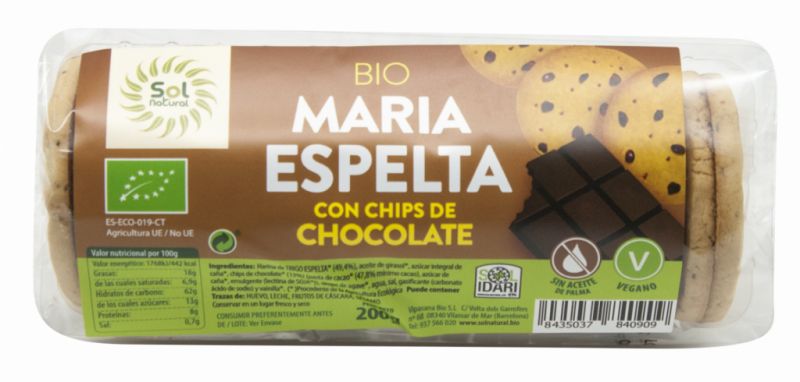 CHIPS DE CHOCOLATE DE ESPELTA MARIAS BIO 200 g