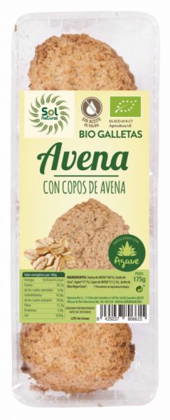 BIO HAFER UND AGAVE KEKS 175 g - Sol Natural