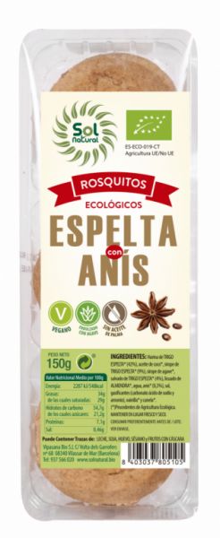 DONUTS DE ESPELTA COM BIO ANIS 150 g - Sol Natural