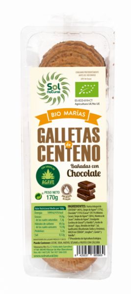 BISCOITO DE CENTEIO EM CHOCOLATE BIO 170 g