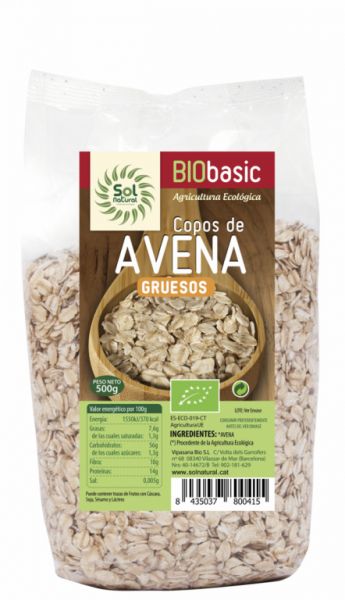 FLOCOS DE AVEIA BIO GROSSOS 500 g - Sol Natural