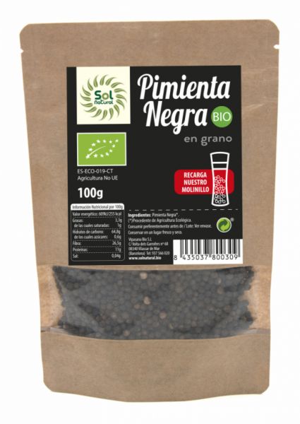 BLACK PEPPER IN GRAIN ORGANIC 100 g - Sol Natural