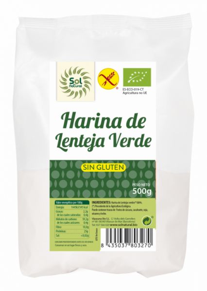 BIO GLUTEN FREE GREEN LENTIL FLOUR 500 g