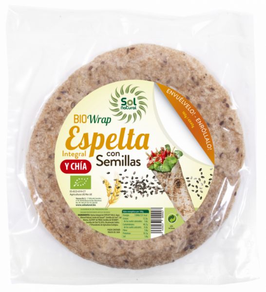 ORGANIC WHOLE SPELLED WRAP WITH SEEDS 160 g