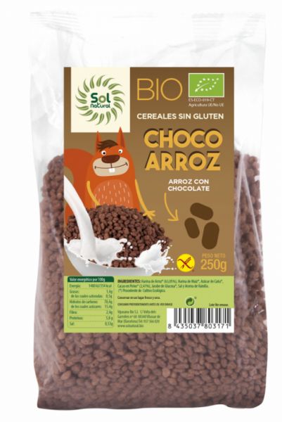 BIOLOGISCHE GLUTENVRIJE CHOCO RIJST 250 g