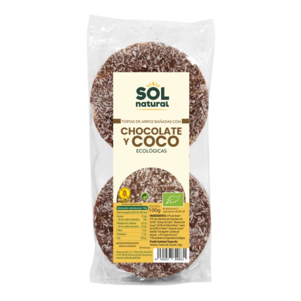 BIO CHOCOLATE DARK AND COCONUT RICE CAKES 100 g