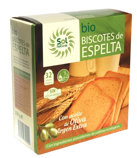 BISCOTES DE ESPELTA CAJA BIO 270G - Sol Natural