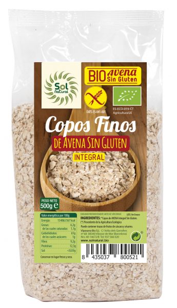 COPOS DE AVENA FINOS SIN GLUTEN BIO 500 g