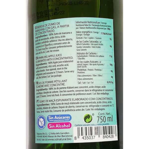 Non-alcoholic apple sparkling wine 750 ml (imitates a bottle of champagne) Img 4