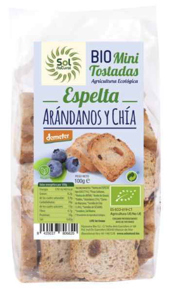 BIO MINI SPELLED BLUEBERRY-CHIA TOASTS 100 g