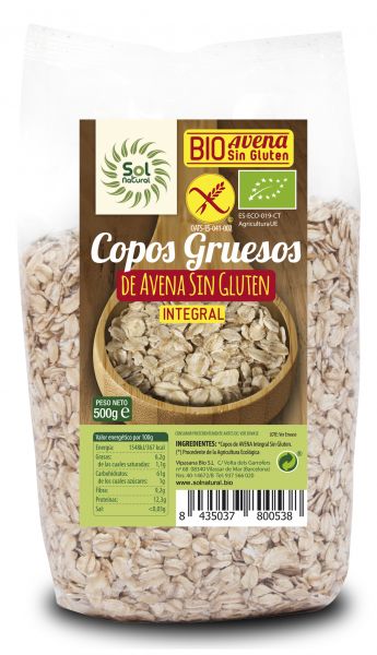 COPOS DE AVENA GRUESOS SIN GLUTEN BIO 500 g