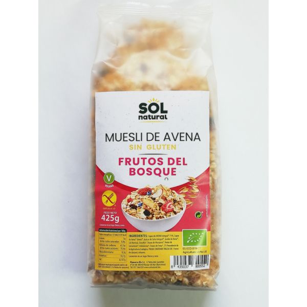 BIOLOGISCHE BOSVRUCHTEN HAVERMOUT MUESLI GLUTENVRIJ 425 g