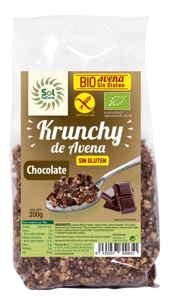 AVEIA KRUNCY SEM GLÚTEN CHOCOLATE BIO 350 g