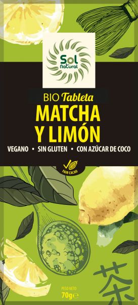 CHOCOLATE TABLET MATCHA AND ORGANIC LEMON 70 g