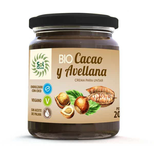 CREMA DE CACAO CON AVELLANA Y AZUCAR DE COCO BIO 200 g