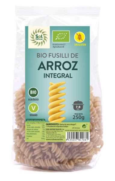 BIOLOGISCHE GLUTENVRIJE BRUINE RIJST FUSILLI 250 g