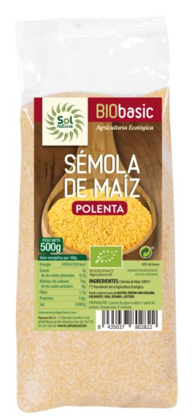 GRÃOS DE MILHO (POLENTA) BIO 500 g - Sol Natural