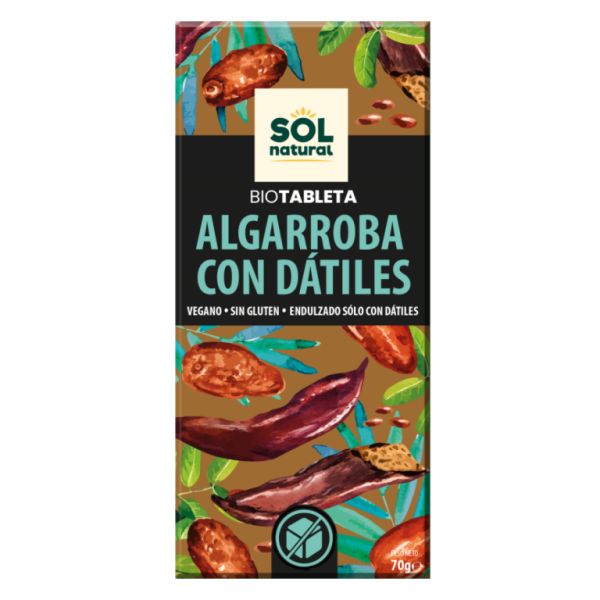 Chocolate de Alfarroba Orgânico Com Tâmaras 70 g