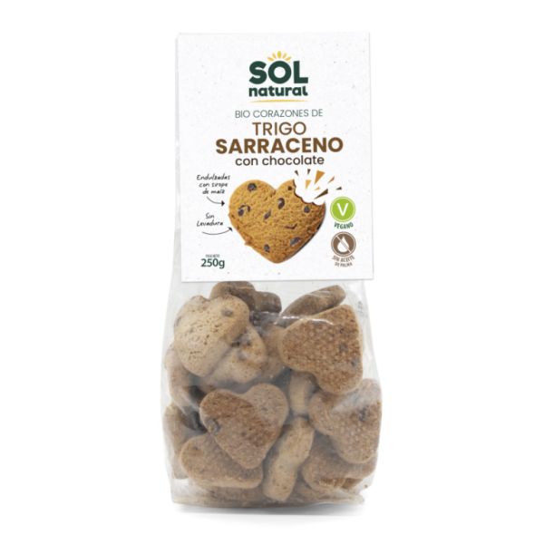 Galletas Corazones Trigo Sarraceno Chocolate y Sirope Maíz Bio