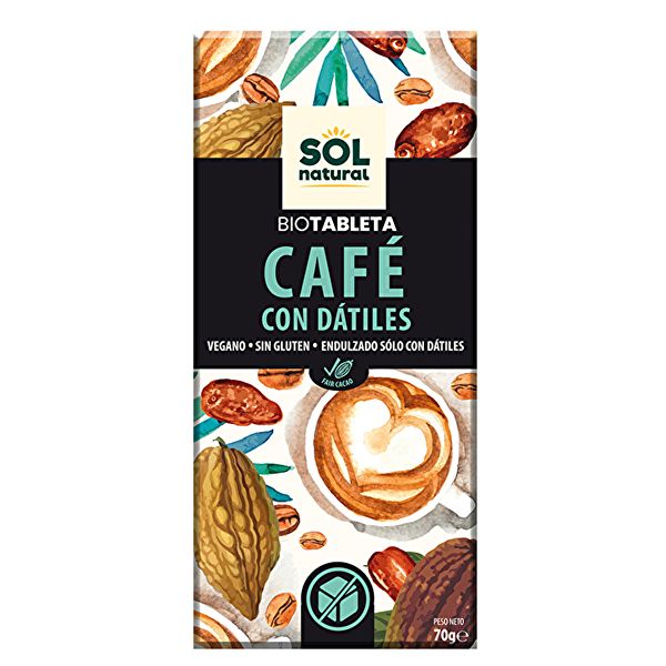 Chocolat au café et aux dattes 70 g - Sol Natural